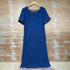 Double D Ranch Studded Maxi Dress Floral Western Boho NFR Cobalt Blue Womens M